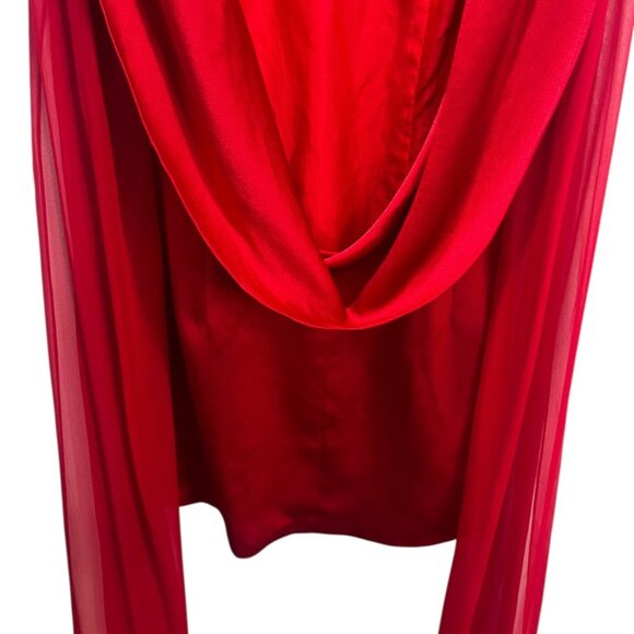 IvaNova  Mini Backless Dress W/Rhinestones and Long Dramatic Sheer Sleeve Red 4 - Picture 4 of 10